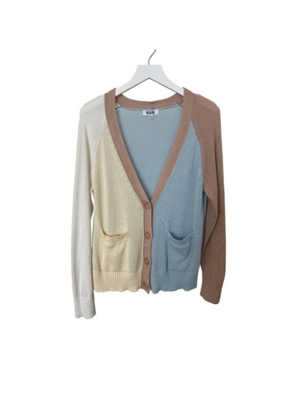 525 Color Block Cardigan Sweater 100% Cotton